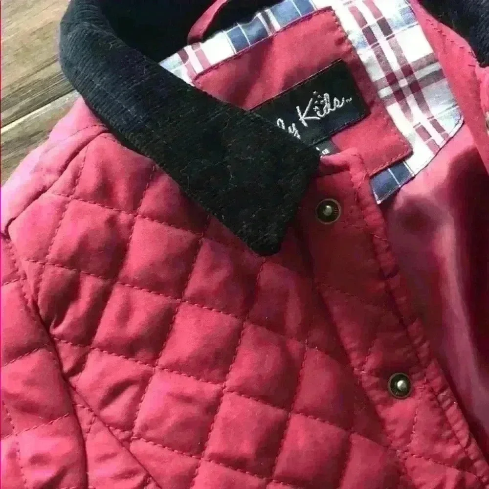 Quilted kids corduroy trim jacket